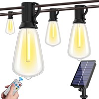 Guirlandes lumineuses solaires LED pour extérieur, étanches IP44, ampoules Edison ST38, lumières féériques pour jardin, patio, bistrot, décoration de fête