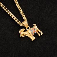 Colgante de Acero Inoxidable con Zirconia de Colores, Diseño de Cabra del Zodíaco, Bonito Amuleto DIY para Collar, Accesorio de Joyería Versátil y de Moda para Mujer