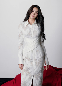En stock, <span class=keywords><strong>robe</strong></span> élégante en dentelle blanche à manches longues, broderie, taille cintrée, <span class=keywords><strong>robe</strong></span> de soirée de luxe pour femmes - Product Image 4
