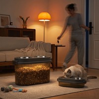 Mangeoire pour animaux de compagnie en gros avec trémie de stockage transparente et support surélevé, conception anti-renversement et protection du cou pour petits chiens