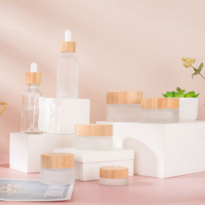 Flacons compte-gouttes cosmétiques en verre dépoli en vrac, ambre/transparent, emballage vide avec couvercle en bois de bambou pour huile essentielle - Product Image 6