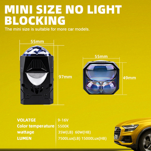 M3PRO 1.8 Inch Mini Matrix LED <b>Projector</b> Lens 60W 15000LUX Auxiliary Driving <b>Light</b> for Car Motorcycle - Product Image 6