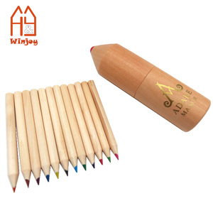 Mini matita colorata in legno naturale personalizzata di fabbrica con tubo a forma di razzo per bambini, matite da disegno da 12 pezzi per le arti. - Product Image 3