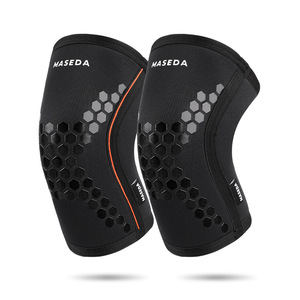 Manchon de genou Maseda, support élastique de 7 mm pour l'entraînement en force, les squats, la protection en musculation, noir et orange - Product Image 5