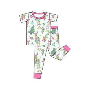 Kunden spezifische Bambus faser Baby Jumps uit Weiche bequeme Kinder pyjamas Zwei-Wege-Reiß verschluss Verschluss Weihnachten gedruckt lässig - Product Image 3