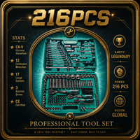 Kit d'outils de réparation automobile 216 pièces, jeu de clés à cliquet de 1/4 pouce, jeu complet d'outils à douilles professionnels