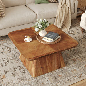 Table basse Tribesigns en bois massif <span class=keywords><strong>de</strong></span> 80 <span class=keywords><strong>cm</strong></span>, style moderne, couleur marron, table d'appoint pour salon, appartement, bureau à domicile, mobilier classique - Product Image 1