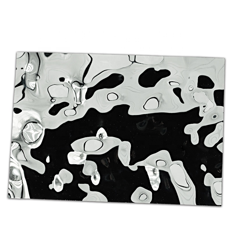 201 304 430 Mirror Polished Stainless Steel Sheet Water Wave 4x8 For Interior Wall Panel