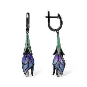 Boucles d'oreilles pendantes vintage E3571 noires et dorées en alliage de zinc avec cristaux et strass sertis clos, bijoux de mode pour femme pour les soirées - Product Image 1