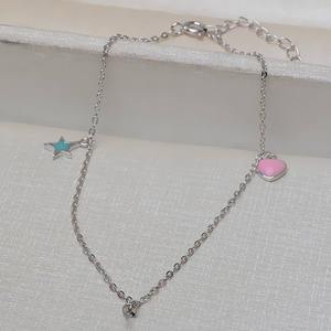 S925 <b>Silver</b> Fashion <b>Charm</b> <b>Bracelet</b> 24cm Five-Pointed Star Heart-Shaped Droplet 6-10 Pearl DIY Accessory Holder 3304 - Product Image 4