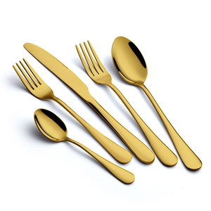 Đám cưới hoàng gia sang trọng mạ vàng thiết lập dao kéo thép không gỉ Dao Kéo Titan Matte Vàng Flatware Set - Product Image 1
