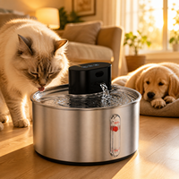 Fontaine à eau rechargeable pour animaux de compagnie 3,2 L, distributeur d'eau sans fil pour chat, acier inoxydable 304, commande tactile, fontaine à eau silencieuse