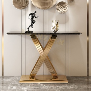 Meubles de salon Tables <span class=keywords><strong>console</strong></span> d'entrée en acier inoxydable Plateau en <span class=keywords><strong>marbre</strong></span> pour couloir Table <span class=keywords><strong>console</strong></span> noire Tables <span class=keywords><strong>console</strong></span> - Product Image 6