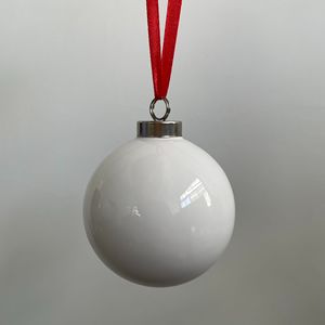 Boules <span class=keywords><strong>de</strong></span> <span class=keywords><strong>Noël</strong></span> en céramique personnalisées, brillantes et émaillées, blanches unies, pour la décoration <span class=keywords><strong>de</strong></span> l'arbre et <span class=keywords><strong>de</strong></span> la maison - Vente en gros - Product Image 1