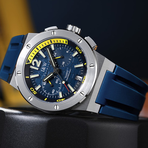 Montre de sport et de mode I&W CARNIVAL, mouvement quartz <span class=keywords><strong>Seiko</strong></span> <span class=keywords><strong>VK64</strong></span>, boîtier en acier inoxydable, bracelet en caoutchouc, résistance à l'eau 50m, cadran 42mm - Product Image 3