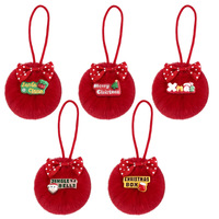 Boules de Noël colorées en fausse fourrure de lapin avec lettres, décorations DIY pour sapin de Noël, boules suspendues en peluche transfrontalières
