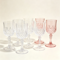 Gobelet à vin en plastique transparent de 220 ml (7,44 oz) en forme de diamant, portable et traditionnel, pour les fêtes, qualité alimentaire