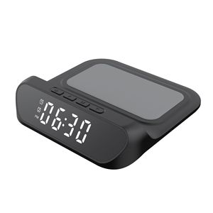 HiTao Chargeur sans fil 2-en-1 à charge rapide 15W avec horloge numérique et alarme, station de charge de bureau pour téléphones - Product Image 1