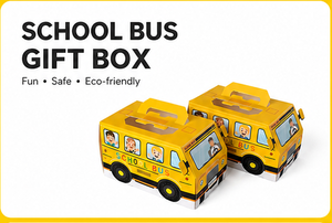 Custom Yellow School Bus Shaped <b>Gift</b> <b>Box</b> with Handle Clear Window Paperboard Kids Toy Packaging for Candy and Wholesale - Product Image 3
