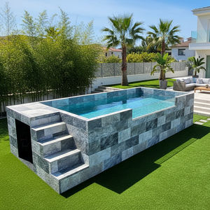 Piscina de Fibra de Vidrio Sobre el Suelo Personalizada a Precios Bajos con Gran Ventana de Vidrio, Azulejos de Mosaico, No Corrosiva y Resistente a los Rayos UV - Product Image 2