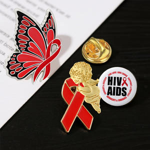 Cinta roja personalizada, alfileres de concientización sobre el VIH/SIDA, calcomanías de solapa de Metal de esmalte suave, campaña de salud, accesorios de regalo, BENDICIONES SALUD - Product Image 4