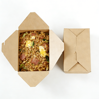 Boîtes en papier kraft en gros pour plats à emporter, contenants jetables pour la restauration rapide, boîtes en papier brun personnalisées imprimées