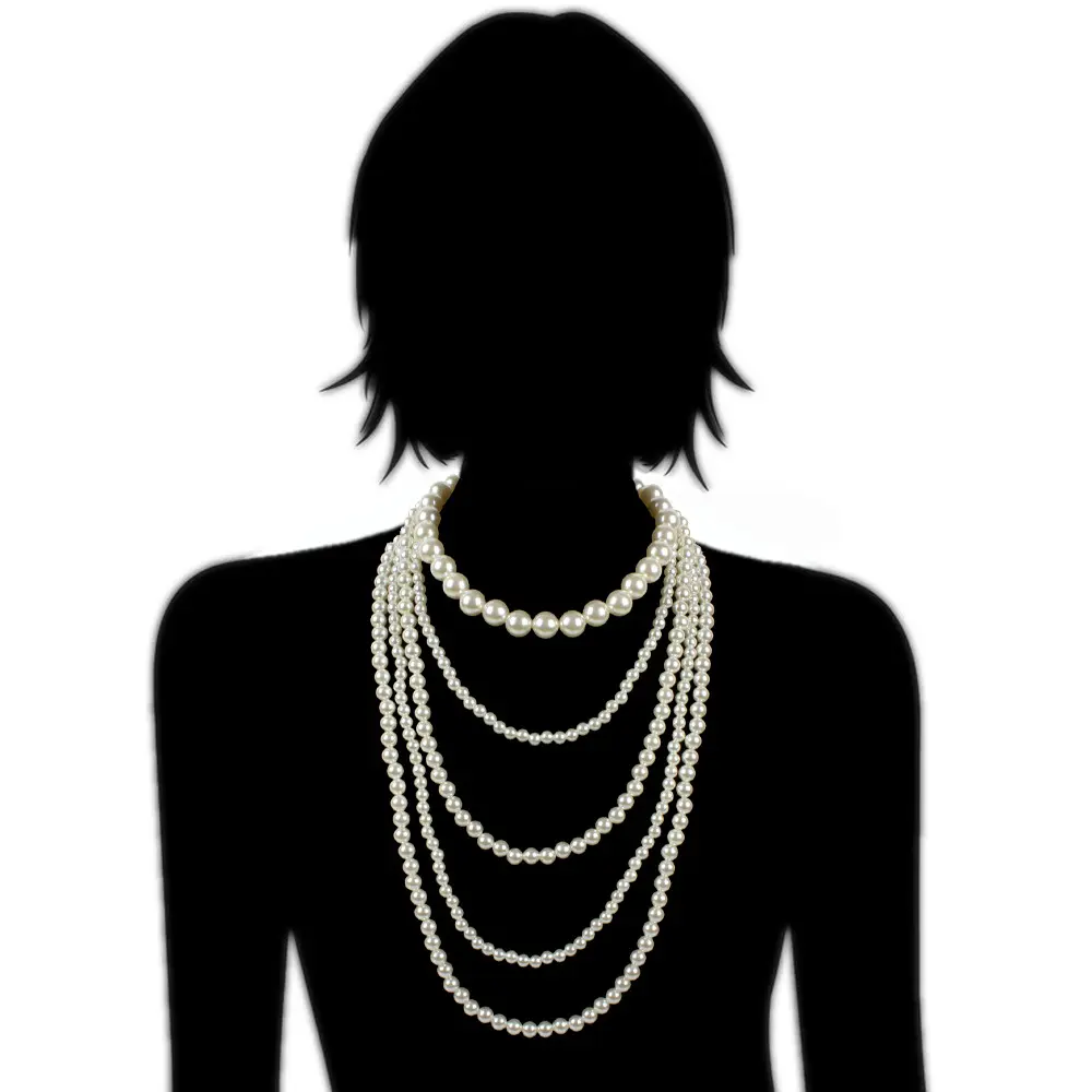 Perle di Vetro Della Perla di Faux Filo Annodato Lungo Monili di Costume di Modo Della Collana per Le Donne