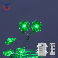 Guirlande lumineuse en fil de cuivre à motif trèfle à quatre feuilles pour la fête irlandaise de la Saint-Patrick