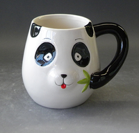 2024 3D Panda Elemento de bambú Taza de cerámica Panda Taza Forma de Bambú