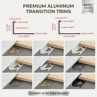 Profilé d'angle droit en alliage d'aluminium ultra-fin en forme de L, bande métallique style crème pour bordure de carrelage, sol, mur, seuil de porte