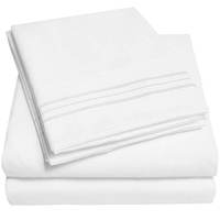 Drap de literie en microfibre doux brodé solide de luxe hypoallergénique 4 pièces ensemble de draps de lit plats à la terre pour hôtel ensembles de draps de lit