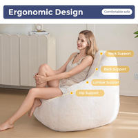Fauteuil pouf ergonomique pliable moderne en polyester pelucheux beige, idéal pour la photographie, avec mousse de bonne qualité