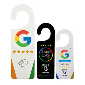 Tùy chỉnh cửa móc áo với Thông Minh <span class=keywords><strong>URL</strong></span> RFID và PVC NFC hangtag xem xét thẻ từ <span class=keywords><strong>Google</strong></span> - Product Image 4