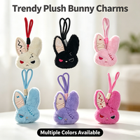 Porte-clés en peluche lapin d'Halloween avec broderie unique, jouet en peluche lapin, breloque souple portable pour sac à dos