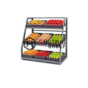 Organizza espositore in metallo macinato con cesto in plastica per frutta e verdura espositore in vendita - Product Image 5