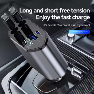 Factory 4-in-1 Max 120W Carga rápida Cargador de coche retráctil Pantalla Adaptador de teléfono móvil <span class=keywords><strong>universal</strong></span> para tipo C - Product Image 3