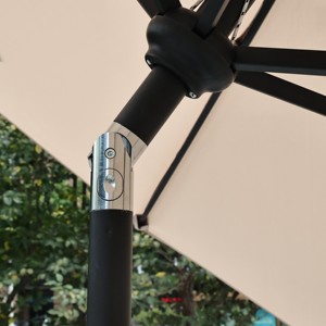 Parasols de jardin/terrasse à manivelle 100 % acier, couleur kaki, protection UV, commande par bouton, réglables, OEM - Product Image 5