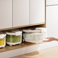 Contenedor de Almacenamiento de Alimentos para Mascotas SHINEHOUSE, con Compartimentos de Plástico para Granos y Arroz, Dispensador Sellado con Ruedas, Impermeable, Capacidad de 3-6L, Moderno