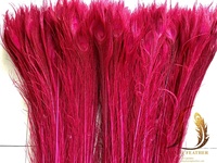 Plumes de paon blanchies et teintes en rose de 30 à 35 pouces, en vrac, pour costumes de carnaval