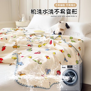 Couverture en gaze double couche en pur coton à imprimé dessin animé pour bébé, serviette de sieste climatisée, utilisation estivale - Product Image 3
