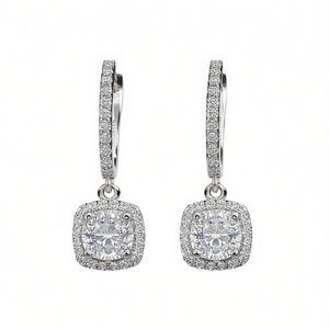 Boucles d'oreilles en or blanc pour femmes E2910, diamants ronds taille brillant, couleur D, certifiées GIA, style classique pour mariage - Product Image 1