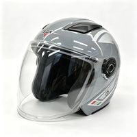 Casque de moto à face ouverte avec visière solaire intégrée, casque de moto à double visière pour adulte pour les trajets en scooter