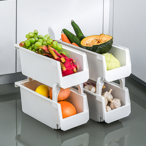 Portaoggetti da cucina a più strati impilabili per uso domestico tipo cassetto grande apertura cestino per alimenti in plastica - Product Image 4