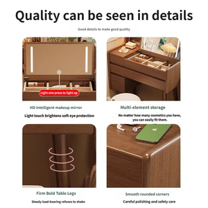 Table à langer spacieuse <span class=keywords><strong>avec</strong></span> plusieurs tiroirs, <span class=keywords><strong>coiffeuse</strong></span> <span class=keywords><strong>avec</strong></span> <span class=keywords><strong>miroir</strong></span> et lumière, meubles de chambre à coucher <span class=keywords><strong>avec</strong></span> tabouret pour un usage domestique - Product Image 3
