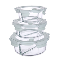 Contenants de préparation des repas en verre personnalisables pour la cuisine, bol en verre transparent, boîte à lunch avec couvercles verrouillables verts