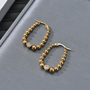 Aretes Resoul de Acero Inoxidable Chapados en Oro de 18k, Aretes de Cristal para Mujer, Resistentes al Deslustre y al Agua - Product Image 4