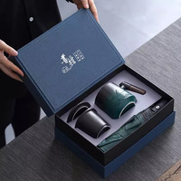 Regalo de negocios Juego de caja de regalo de 3 piezas con taza de té Cerámica Termo de acero inoxidable Cuaderno