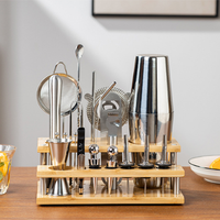 Accessoires de service pour cocktails, ensemble d'outils de barman, kit de barman, ensemble de shakers à cocktails avec support
