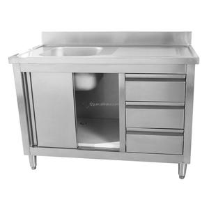 <b>Stainless</b> <b>Steel</b> 201 304 Commercial Work Table for Restaurant Use Backsplash Cabinet - Product Image 4
