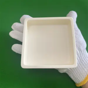 Wadah keramik Alumina 99% persegi Al2o3 Sager Tray